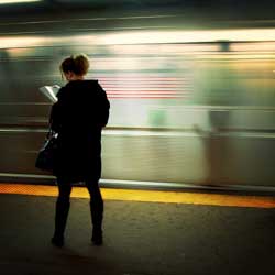 On the platform reading